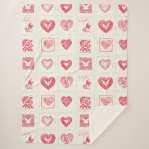 Cobertor Sherpa Chic Red Cream Namorados Love