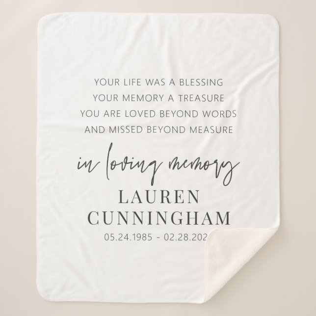 Cobertor Sherpa Chic Simples Elegante Moderno Memorial (Frente)