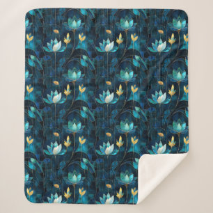 Cobertor Sherpa Chic teal chrysanthemum