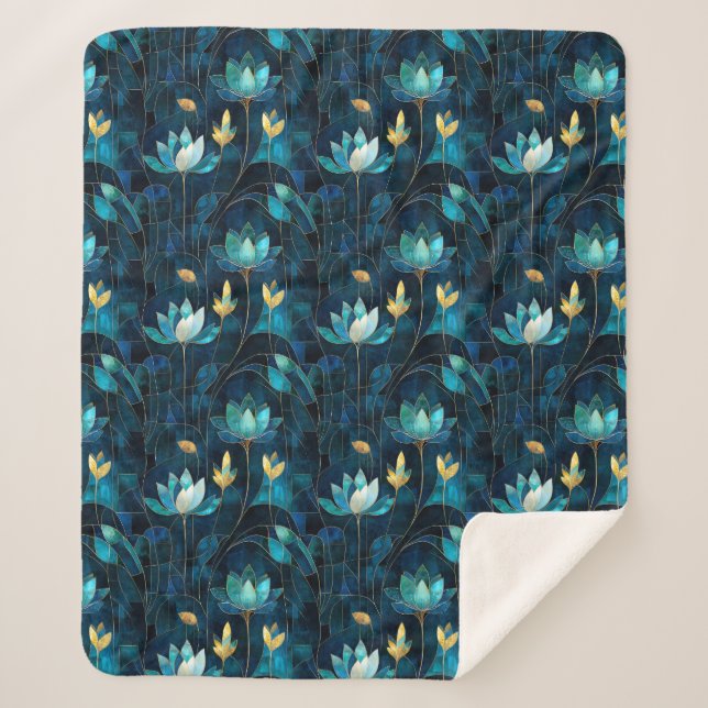 Cobertor Sherpa Chic teal chrysanthemum (Frente)