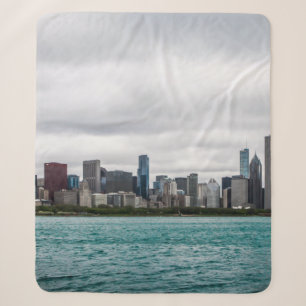 Cobertor Sherpa Chicago Skylinechicago, skyline, aérea, arquiteto