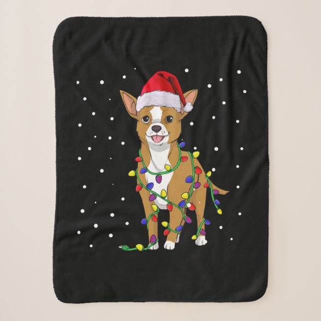 Cobertor Sherpa Chihuahua Christmas Dog (Frente)