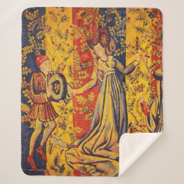 Cobertor Sherpa Chinoiserie amarela azul-vermelha medieval italian