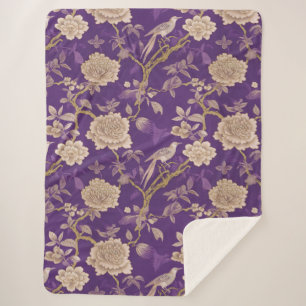 Cobertor Sherpa Chinoiserie púrpura