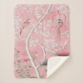 Cobertor Sherpa Chinoiserie Rosa