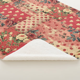 Cobertor Sherpa Chique Vintage bonito Distante Floral