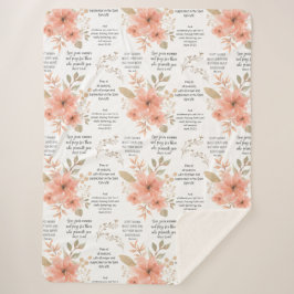 Cobertor Sherpa Christian PRAYER Peach Floral