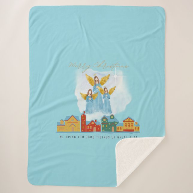 Cobertor Sherpa Christmas Angels Bring Joy and Tidings Home Decor! (Frente)