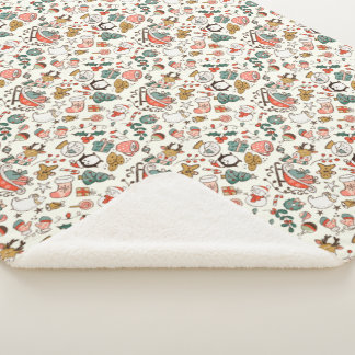 Cobertor Sherpa Christmas Ditsy Doodles