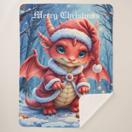 Cobertor Sherpa Christmas dragon, too cute to arrest,