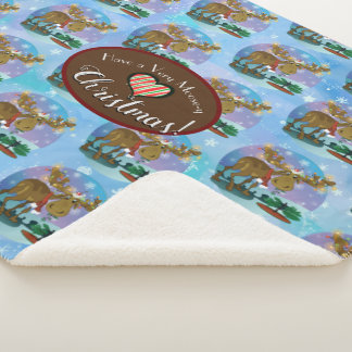 Cobertor Sherpa Christmas Moose