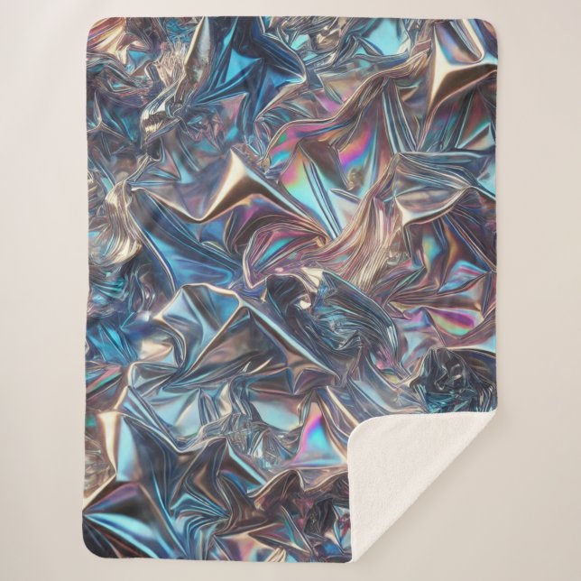 Cobertor Sherpa Chrome Foil Ultra-Cozy - Brilho futurístico (Frente)