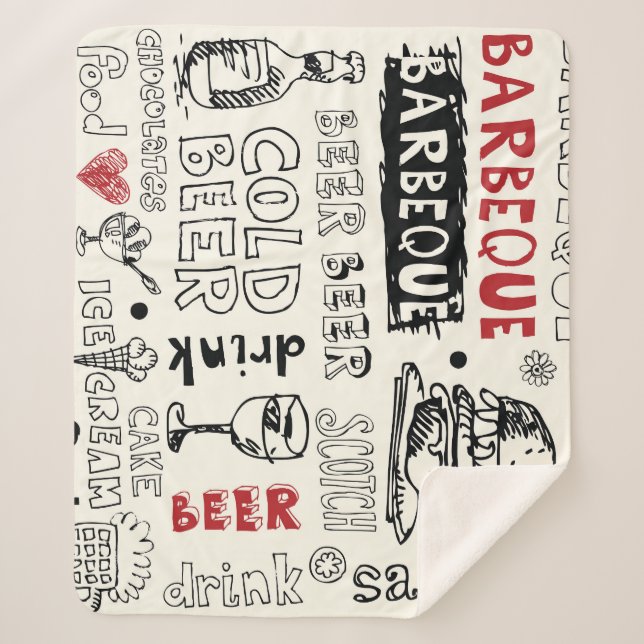 Cobertor Sherpa Churrasco Louco: Arte de Rabisco (Frente)