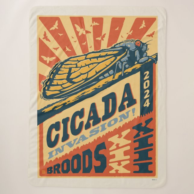 Cobertor Sherpa Cicada Invasão 2024 - Letra Press (Frente)
