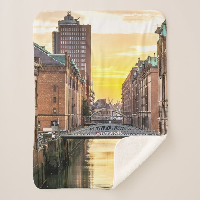 Cobertor Sherpa Cidade de HamburgoScape (Frente)