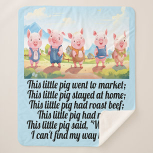 Cobertor Sherpa Cinco Pequenos Porcos - Rhyme Enfermeiro Sherpa Bl