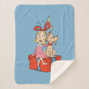 Cobertor Sherpa Cindy Lou Who e Max em um Presente