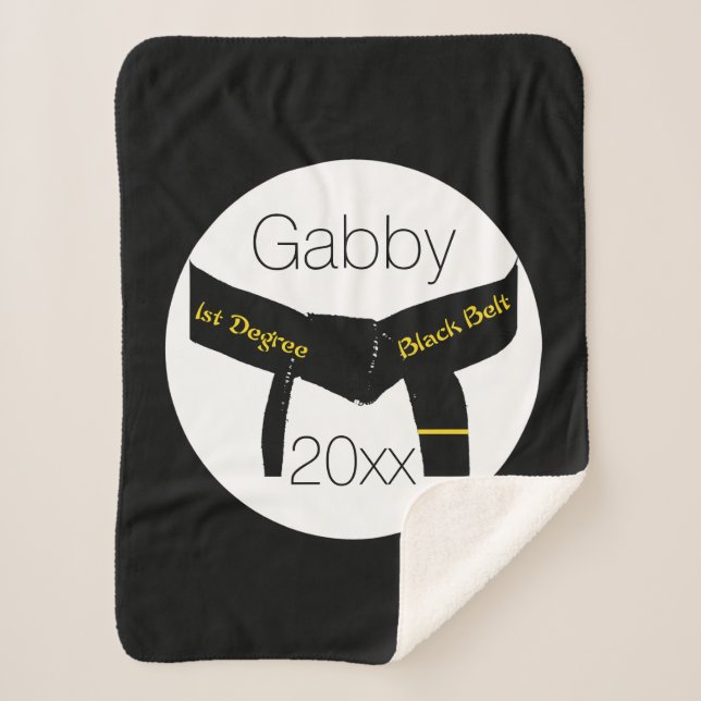 Cobertor Sherpa Cinturão Preto de Primeiro Grau Artes Marciais (Frente)