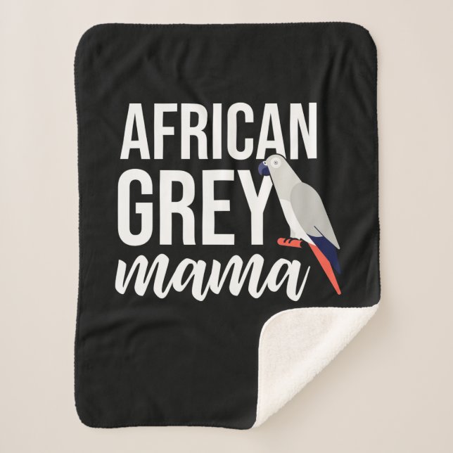 Cobertor Sherpa Cinza Africana Parrot Mama (Frente)