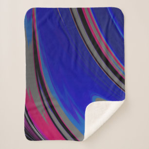 Cobertor Sherpa Cinza Azul, abstrato Magenta, espiral frontal
