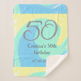 Cobertor Sherpa Cinza azul verde data de adição do nome do anivers