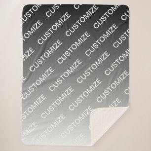 Cobertor Sherpa Cinza (cor mutável) Ombre & Padrão de Texto