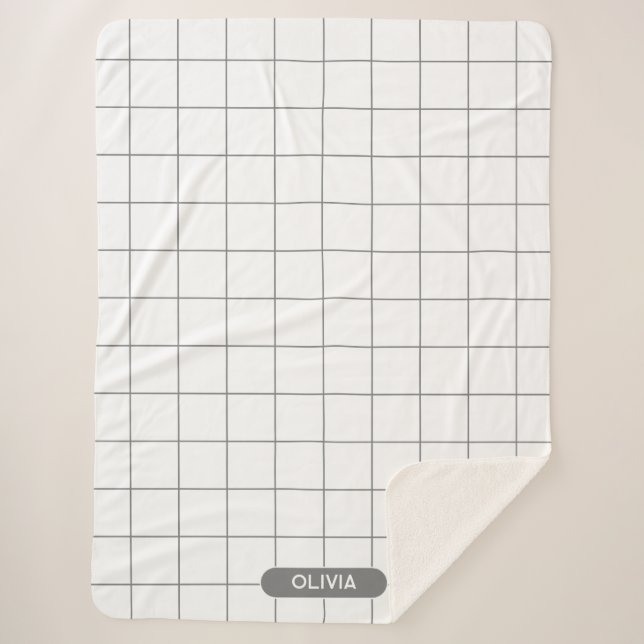 Cobertor Sherpa Cinza de grade (Frente)