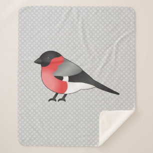 Cobertor Sherpa Cinza Eurasian Bullfinch Cartoon Bird Illustration