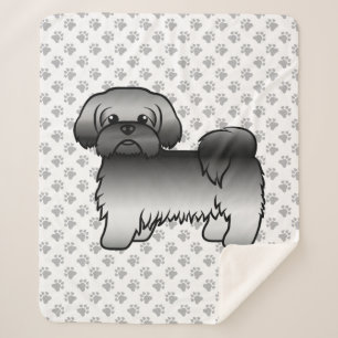 Cobertor Sherpa Cinza Shih Tzu Cute Cartoon Dog Ilustração