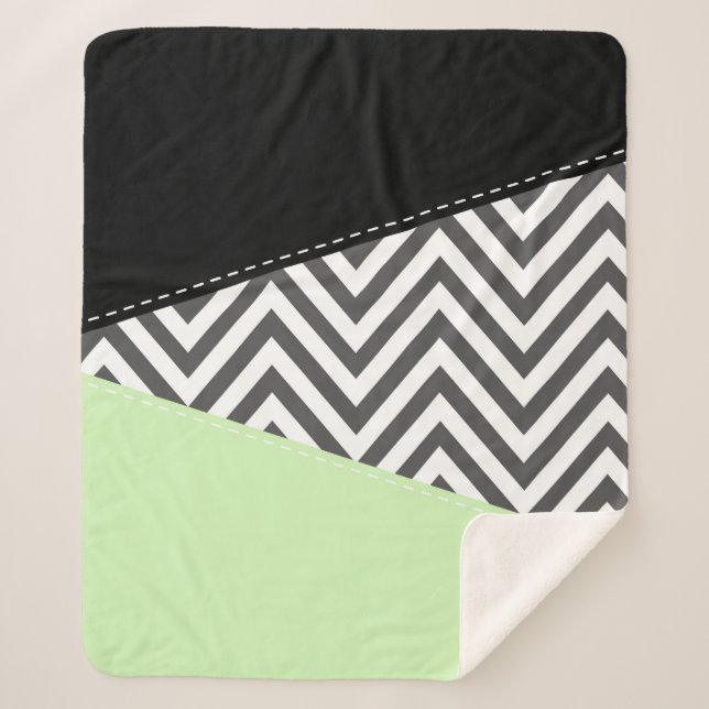 Cobertor Sherpa Cinza Zigzag, Cinza Chevron, Zigzag Patterno, Casa (Frente)