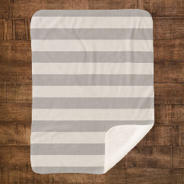 Cobertor Sherpa Cinzas e Faixa de Marfim | Farmhouse Moderna