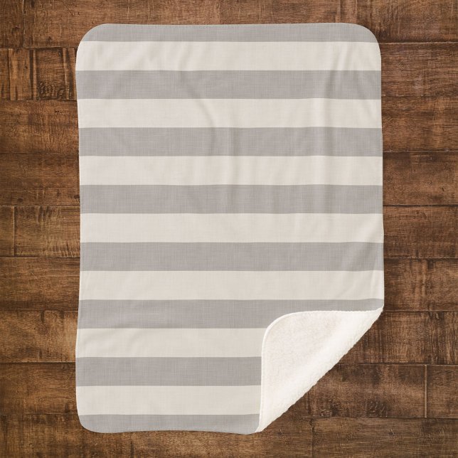 Cobertor Sherpa Cinzas e Faixa de Marfim | Farmhouse Moderna (Criador carregado)