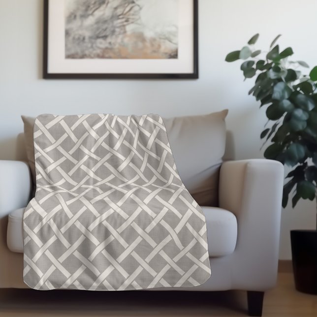 Cobertor Sherpa Cinzas e Ivory Lattice | Farmhouse Moderna (Criador carregado)