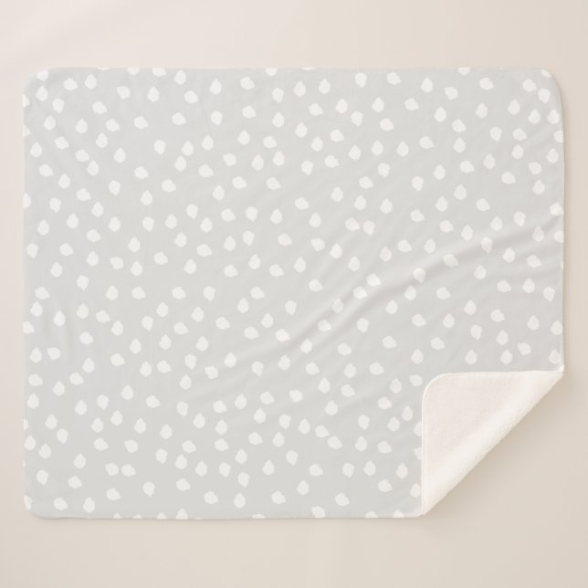 Cobertor Sherpa Cinzas para bebês bolinhas e brancas (Frente (Horizontal))