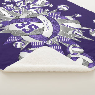 Cobertor Sherpa cinzas roxas jogando voleibol