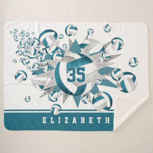 Cobertor Sherpa cinzas teatrais raparigas esportivas decor volleyb