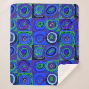 Cobertor Sherpa Círculo Quadrado do Kandinsky Farbstudie Blue Quad