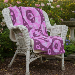 Cobertor Sherpa Círculos Maroon Rosa Com Padrões E Pontos Geométri