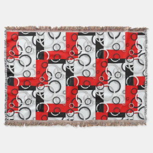 Cobertor Sherpa Círculos Preto Vermelho