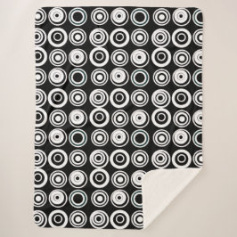 Cobertor Sherpa Círculos Retro Branco Preto