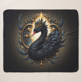 Cobertor Sherpa Cisne de Obsidiana da Graça Silenciosa – Fantasia 
