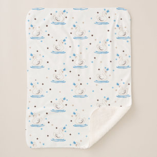 Cobertor Sherpa Cisne Encantado lago Swan Fairy Tale Crowan Swan