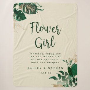 Cobertor Sherpa Citação de Menina de Flores Folhagem Tropical Verd