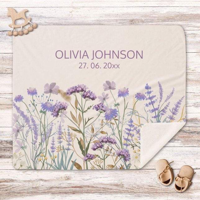 Cobertor Sherpa Citação de Prados de Flores Selvagens de Aquarela (In situ)