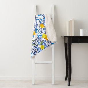 Cobertor Sherpa Citrinos de Verão,boho,bohemiano,floral mediterr