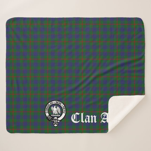 Cobertor Sherpa Clan Agnew Crest Crachá e Tartan (Frente (Horizontal))