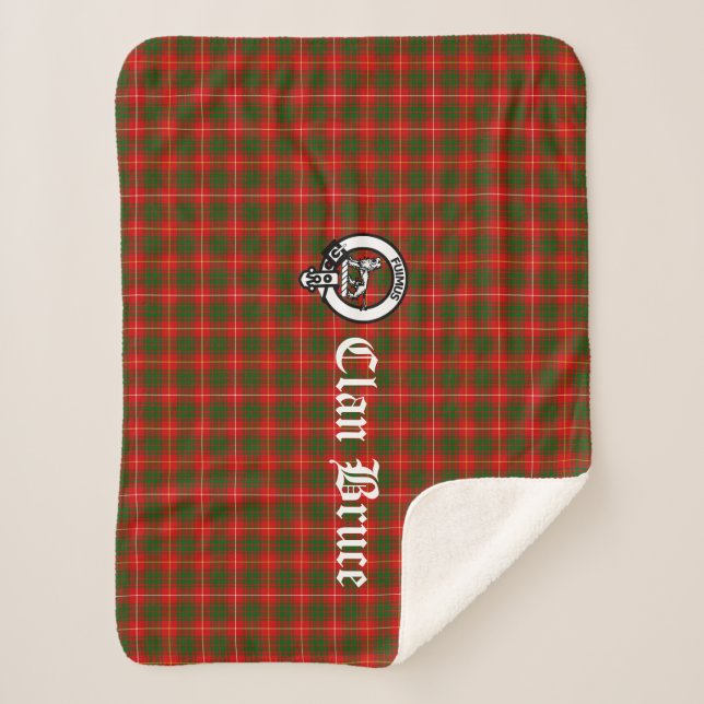 Cobertor Sherpa Clan Bruce Crest Crachá e Tartan (Frente)