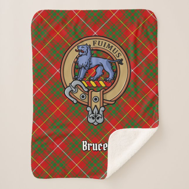 Cobertor Sherpa Clan Bruce Crest sobre Tartan (Frente)