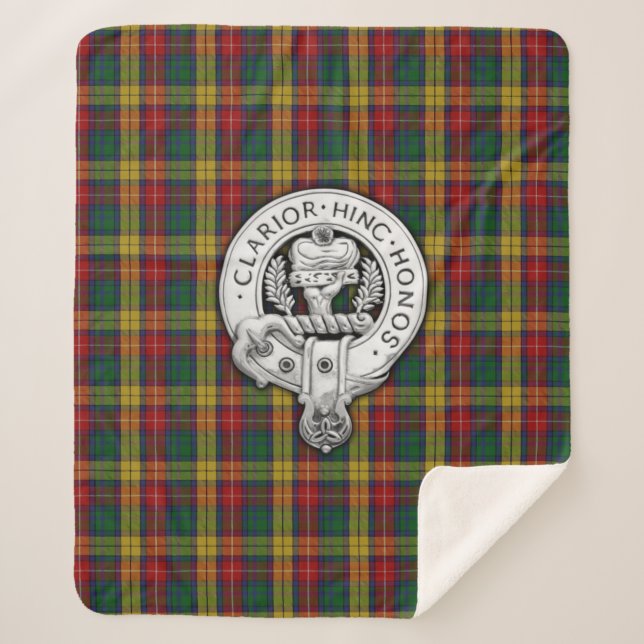 Cobertor Sherpa Clan Buchanan Crest & Tartan (Frente)