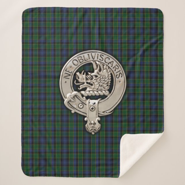 Cobertor Sherpa Clan Campbell Crest & Tartan (Frente)